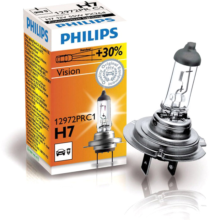 2er SET - Autoglühbirne Philips VISION 12972PRC2 H7 PX26d/55W/12V
