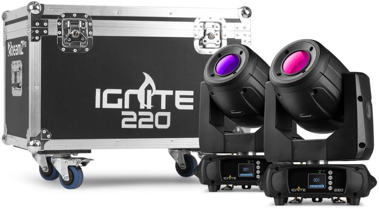 beamZ Pro IGNITE220 LED Spot Moving Head 2 Stück im Flightcase