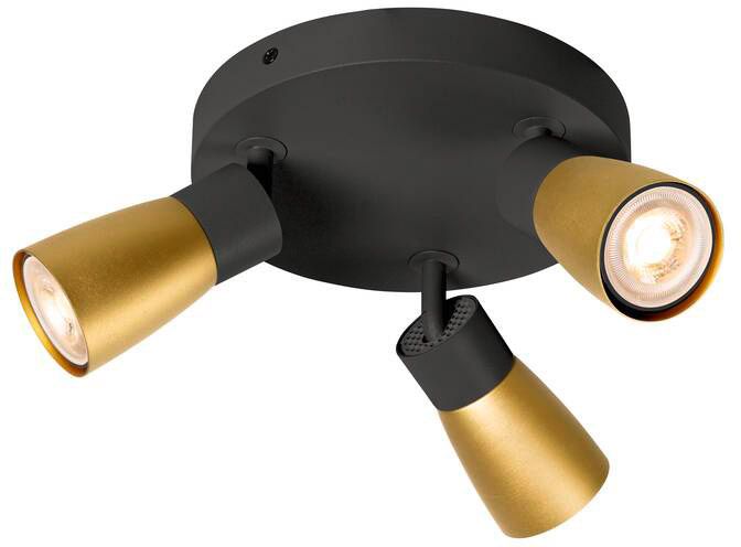 SLV PURI 2.0 Dome, Wand- und Deckenaufbauleuchte, rund, 3 x max. 6W GU10, schwarz / gold