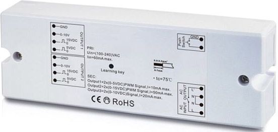 ISOLED Sys-One Funk/Push Dimmer 0-10V Output, 2.000W Schaltrelais, 230V