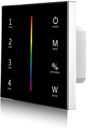 ISOLED Sys-Pro RGB+W 4 Zonen Einbau-Touch-Fernbedienung + DMX Output, schwarz, 230V