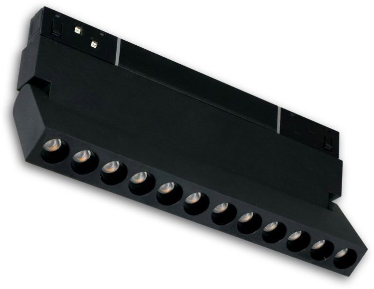 ISOLED Track48 Raster-Schienen-Strahler 22cm schwarz, 12W, 36°, 48V DC, 3000K, CRI90, DALI dimmbar