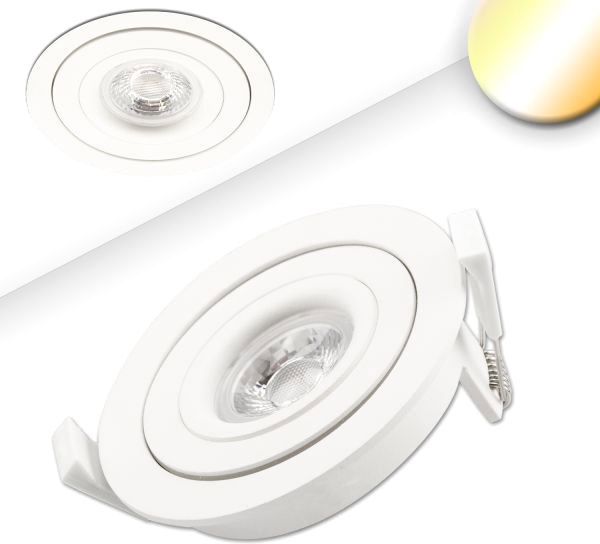 ISOLED LED Einbaustrahler SUNSET mit variabler Tiefe, weiß, 9W, 45°, 2000-2800K, Dimm-to-warm