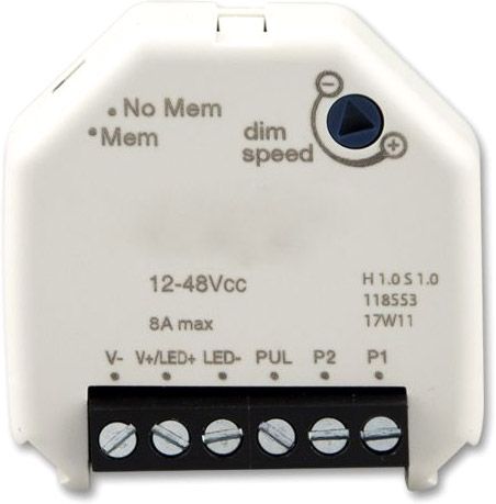 ISOLED Universal-Push PWM-Controller für LED Spots / Stripes, 1 Kanal, 12-24V 8A, 36-48V 6A