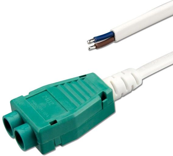 ISOLED Mini-Plug 2-fach Verteiler female, 1m, 2x0.75, IP54, weiß-grün, max. 48V