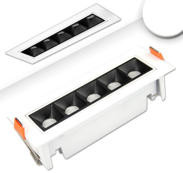 ISOLED LED Einbauleuchte Raster Line weiß/schwarz, 10W, neutralweiß, schwenkbar