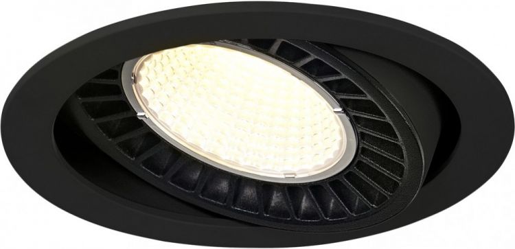 SLV SUPROS, Indoor LED recessed ceiling light black round 4000K 60° CRI90 3520lm