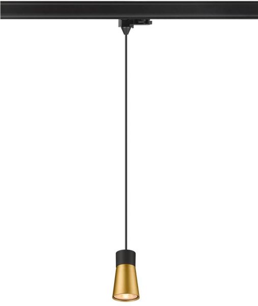 SLV PURI 2.0 Cone, 3~ Pendelleuchte, GU10, Pendellänge 200cm, 1x max. 6W, schwarz / gold