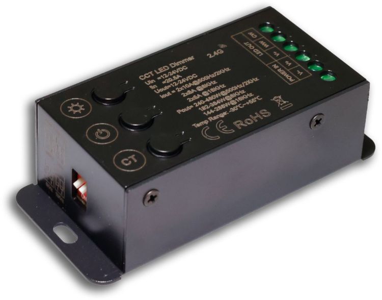 ISOLED Sys-Pro Funk Mesh Multi-PWM CCT-Dimmer mit Bedientasten, 2 Kanal, 12-24V DC 12-20A