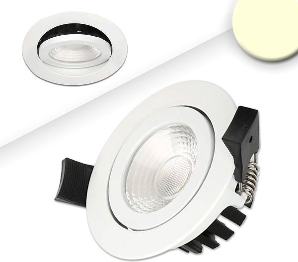 ISOLED LED Einbaustrahler, weiß, 8W, IP65, 60°, rund, warmweiß, IP65, dimmbar