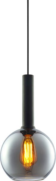 ISOLED Pendelleuchte, black round Glas, E27, 20cm, 50-300cm
