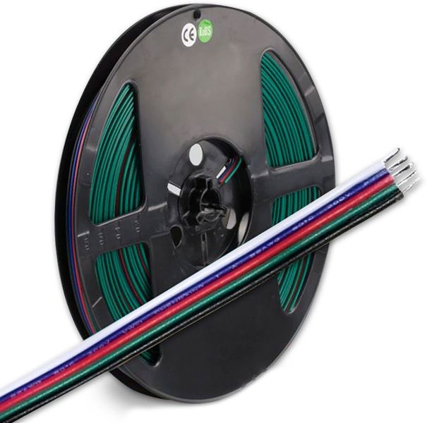 ISOLED Kabel RGB+W 10m Rolle 5-polig 0.50mm² H03VH-H AWG20