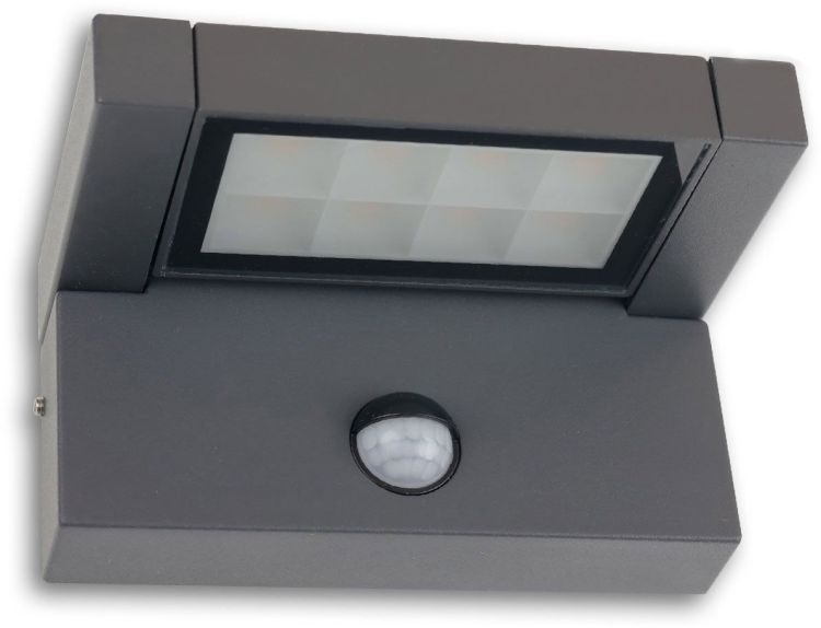 ISOLED LED Wandleuchte mit einstellbarem PIR Bewegungs-/Helligkeitssensor, 12W, IP65, schwenkbar