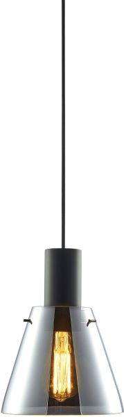 ISOLED Pendelleuchte, black concave Glas, E27, 20cm, 50-300cm