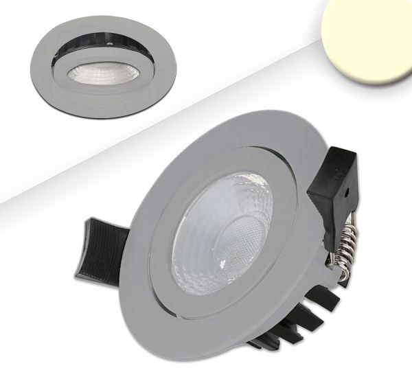 ISOLED LED Einbaustrahler, silber, 8W, 60°, rund, warmweiß, IP65, dimmbar
