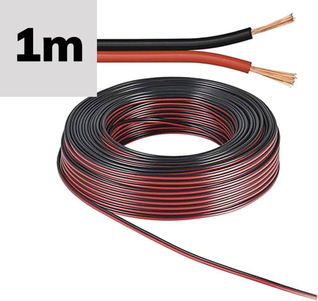 ISOLED Kabel schwarz/rot 2x 0.75mm² H03VH-H YZWL AWG18, Meterware
