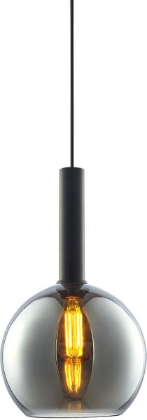 ISOLED Pendelleuchte, black round Glas, E27, 25cm, 50-300cm