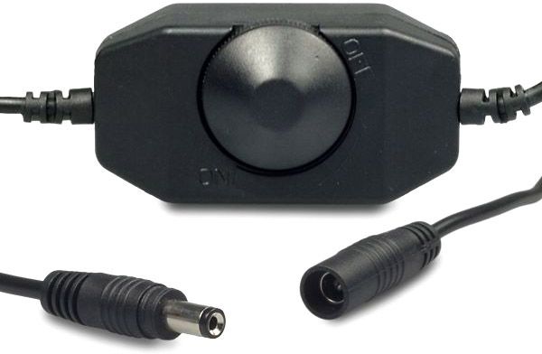 ISOLED LED Dreh-Controller (Dimmer) schwarz, 2A, max. 48 Watt, Rundstecker Anschluss